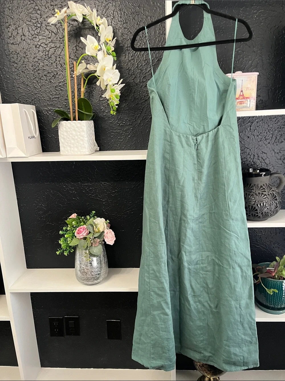 Abercrombie & Fitch Sage Green Maxi Halter Dress